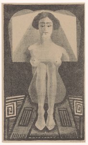 Frontal View, Seated Nude in Geometric Environment by Samuel Jessurun de Mesquita