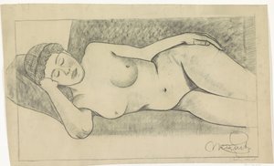 Reclining Female Nude by Samuel Jessurun de Mesquita