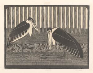 Two Marabou Storks by Samuel Jessurun de Mesquita
