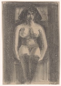 Seated Female Nude with Stockings On by Samuel Jessurun de Mesquita