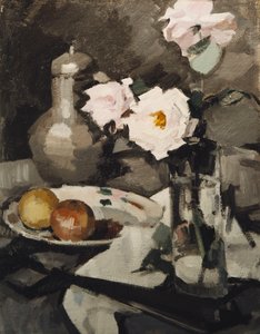 Pink Roses in a Glass Vase by Samuel John Peploe