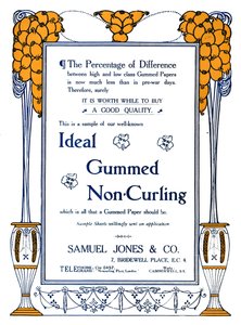 Samuel Jones & Co. - Ideal Gummed Non-Curling Advert