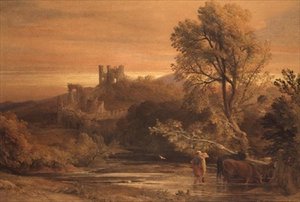 Cattle Crossing the Stream by Samuel Palmer
