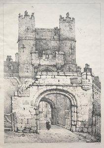 A Series of Ancient Buildings and Rural Cottages in the North of England: At York, Medieval Gate by Samuel Prout