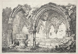A Series of Ancient Buildings and Rural Cottages in the North of England: Part of Kirkham Abbey, 182