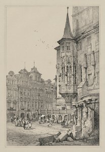 Facsimiles of Sketches Made in Flanders and Germany: Hotel de Ville, Prague by Samuel Prout
