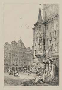 Facsimiles of Sketches Made in Flanders and Germany: Hotel de Ville, Prague, 1833