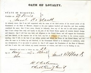 Loyalty oath of Samuel R. Black of Missouri, County of St. Louis by Samuel R. Black