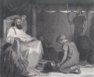 David Brought Before Saul, from The Art Journal, opposite p. 100 by Samuel S. Smith