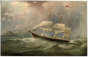 The Black Ball Line Clipper Ship Ocean Chief Reducing Sail on Her Australian Run, c.1853 by Samuel Walters