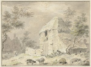 Farmhouse with Some Pigs