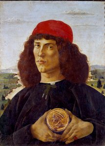 Portrait of an Unknown Man Holding the Medal of Cosimo de Medici by Sandro Botticelli