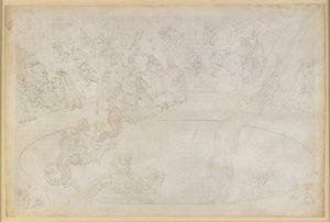 The Divine Comedy, Inferno XVII. Virgil and Dante in the Seventh Circle of Hell, 3rd Strip: Violent Against Divine Order in the Desert of Flames, Punishment of Usurers; Descent into the Depths on the Back of Geryon