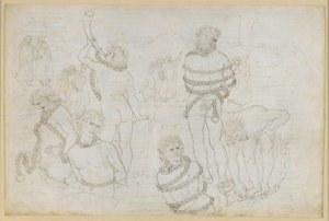 The Divine Comedy, Inferno XXXI. Eighth Circle of Hell (Malebolge): Battle of the Giants - Well of the Giants by Sandro Botticelli