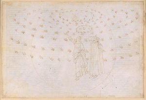 The Divine Comedy, Paradiso XXIII. Eighth Sphere (Fixed Stars): Vision of the Triumph of Christ; Dante Sees Beatrice in Her True Form; The Marian Circle and the Twelve Apostles by Sandro Botticelli