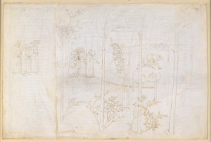 The Divine Comedy, Purgatorio XXVIII. The Earthly Paradise: Dante and Matelda at the Lethe Stream by Sandro Botticelli