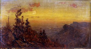 Indians at Campfire--Moon Rising