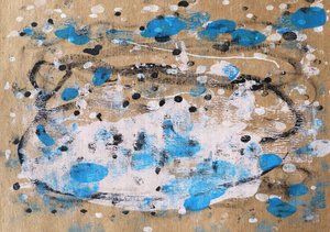 Blue White Abstract Splatters by Santhosh ch