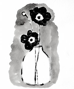 Dark Blooms In Vase by Santhosh ch