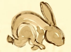 Expressive Sepia Rabbit by Santhosh ch