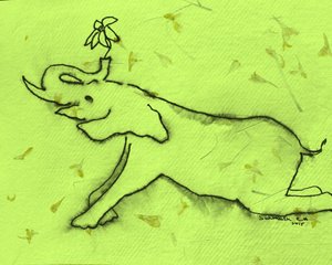 Happy Elephant With Flower