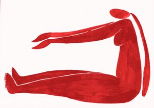 Minimalist Red Yoga Figure by Santhosh ch