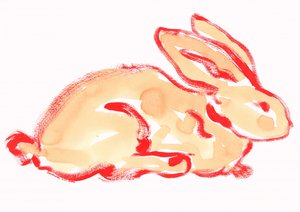 Orange Watercolor Rabbit