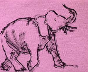 Pink Elephant Sketch by Santhosh ch