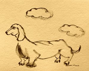 Playful Dachshund Sketch by Santhosh ch