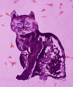 Purple Cat and Petals