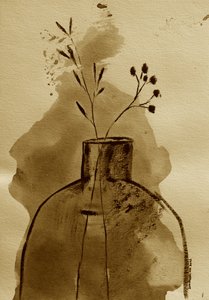 Sepia Botanical Vase