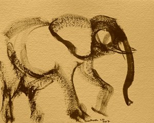 Sepia Elephant Gesture