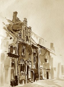Vintage Sepia City Building by Santhosh ch