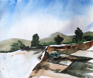 Watercolor Mountain Reflections