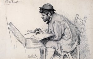 Portrait of Pere Ferran Painting by Santiago Rusiñol