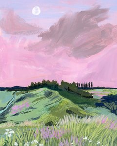 Pink Sky Over Rolling Hills by Sarah Gesek