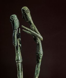 Sculpted group of bronze wrestlers. 8th-7th century BC. Museo Nazionale Archeologico, Cagliari, Sardinia, Italy