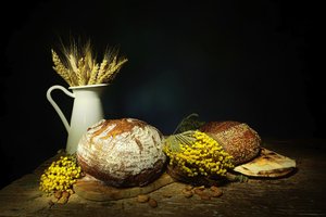 Rustic Bread and Wheat Still Life by Saskia Dingemans