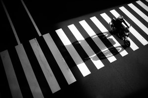 Motorcycle on Zebra Crossing