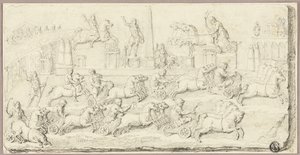 Roman Chariot Race (After Antique Bas Relief) by Sébastien Le Clerc the Younger