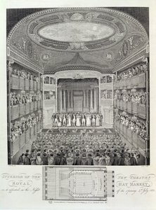 Interior of the New Theatre Royal, Haymarket, as it Appeared on the Night of its Opening, 4th July 1821 by Schebbellie