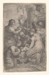 Christ in the Manger with Saints by Schiavone