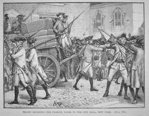 British troops escorting the stamped paper to the City Hall, New York
