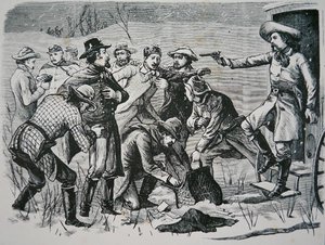 Four bandits overpower and plunder two officers and seven soldiers near Bismarck, Dakota Territory, from the 