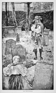 Life in New England in the 17th century - The grave digger by School American
