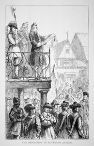 Sir Edmund Andros Proclaims the Dominion of New England in 1686 with Himself as Governor by School American