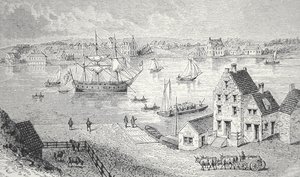 The ferry, New York, c.1750 by School American