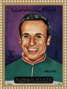 UAE Stamp Representing Cyclist Ercole Baldini (Born 1933)