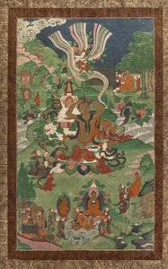 Haircut and Other Scenes. Thangka from a Sequel Devoted to the Main Episodes of the Life of the Buddha by School Asian