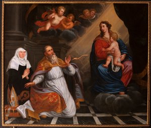 Saint Augustine in Adoration of the Holy Mary. 1692 by School Belgian